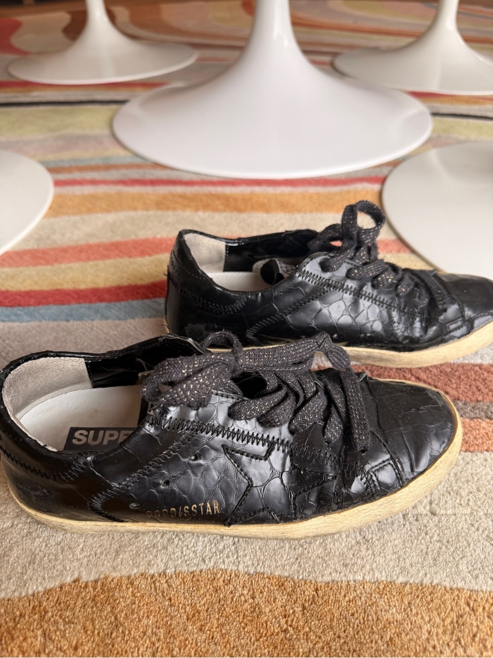 Women’s Golden Goose Superstar Black Leather Sneakers
